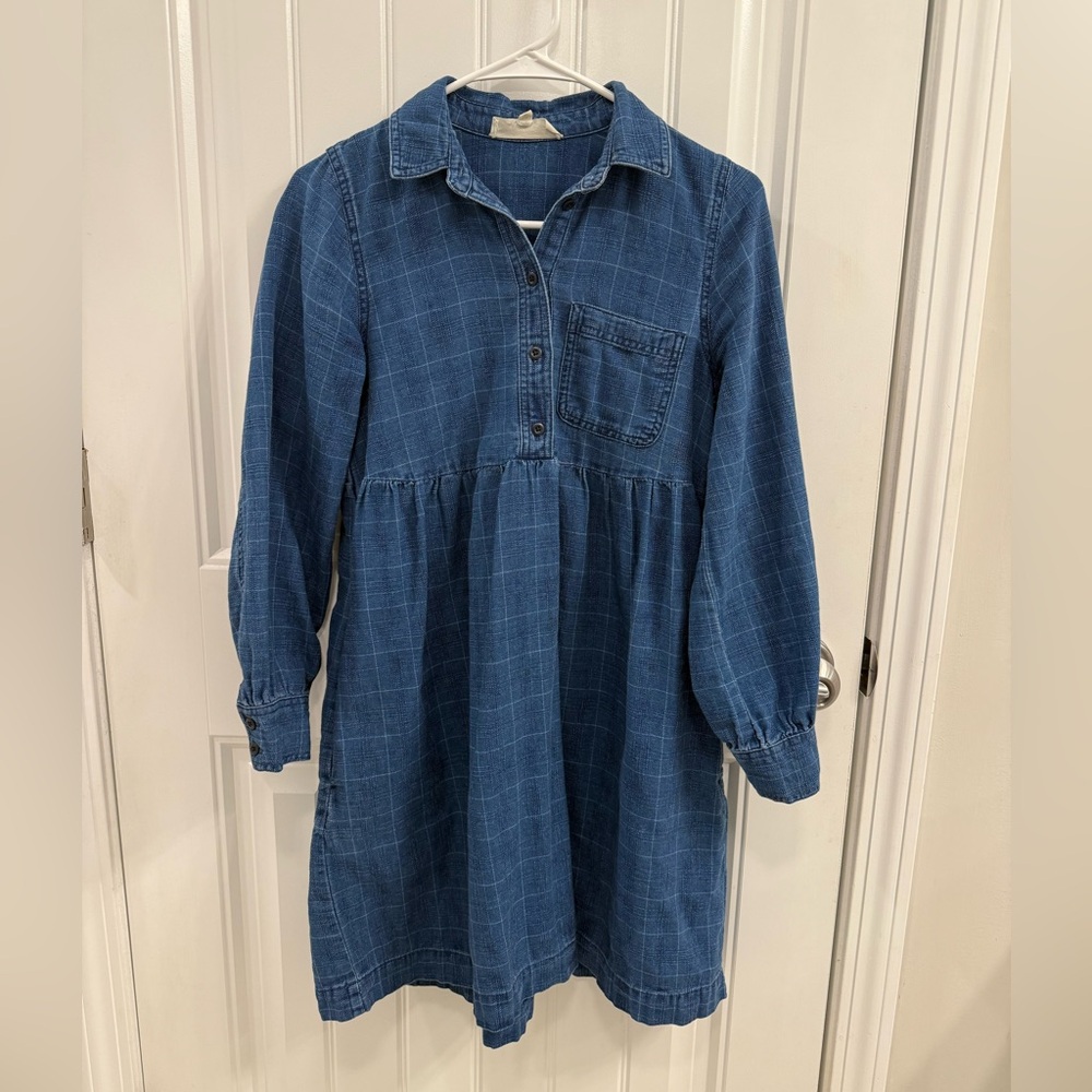 Madewell Blue Checkered Denim Dress